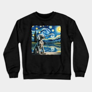 Starry Weimaraner Dog Portrait - Pet Portrait Crewneck Sweatshirt